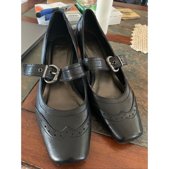 Pesaro Black Leather Mary Jane’s - Picture 5 of 6